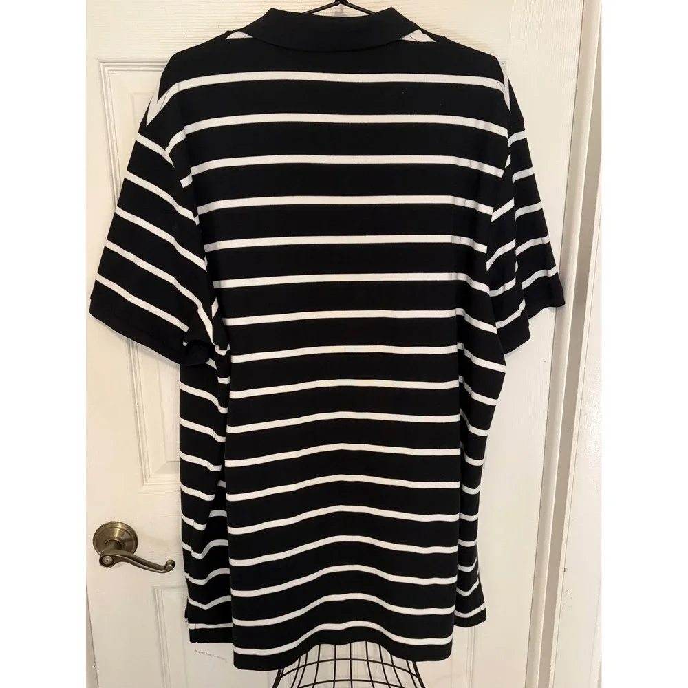 Polo Ralph Lauren Men's XXL Black White Striped Polo Shirt Red Pony